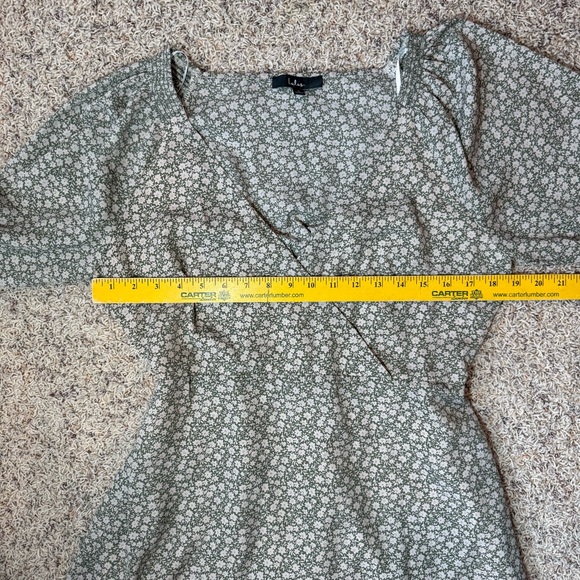 Lulus X Lush Times With You Sage Green Floral Print Puff Sleeve Midi Dress Large - Picture 8 of 15